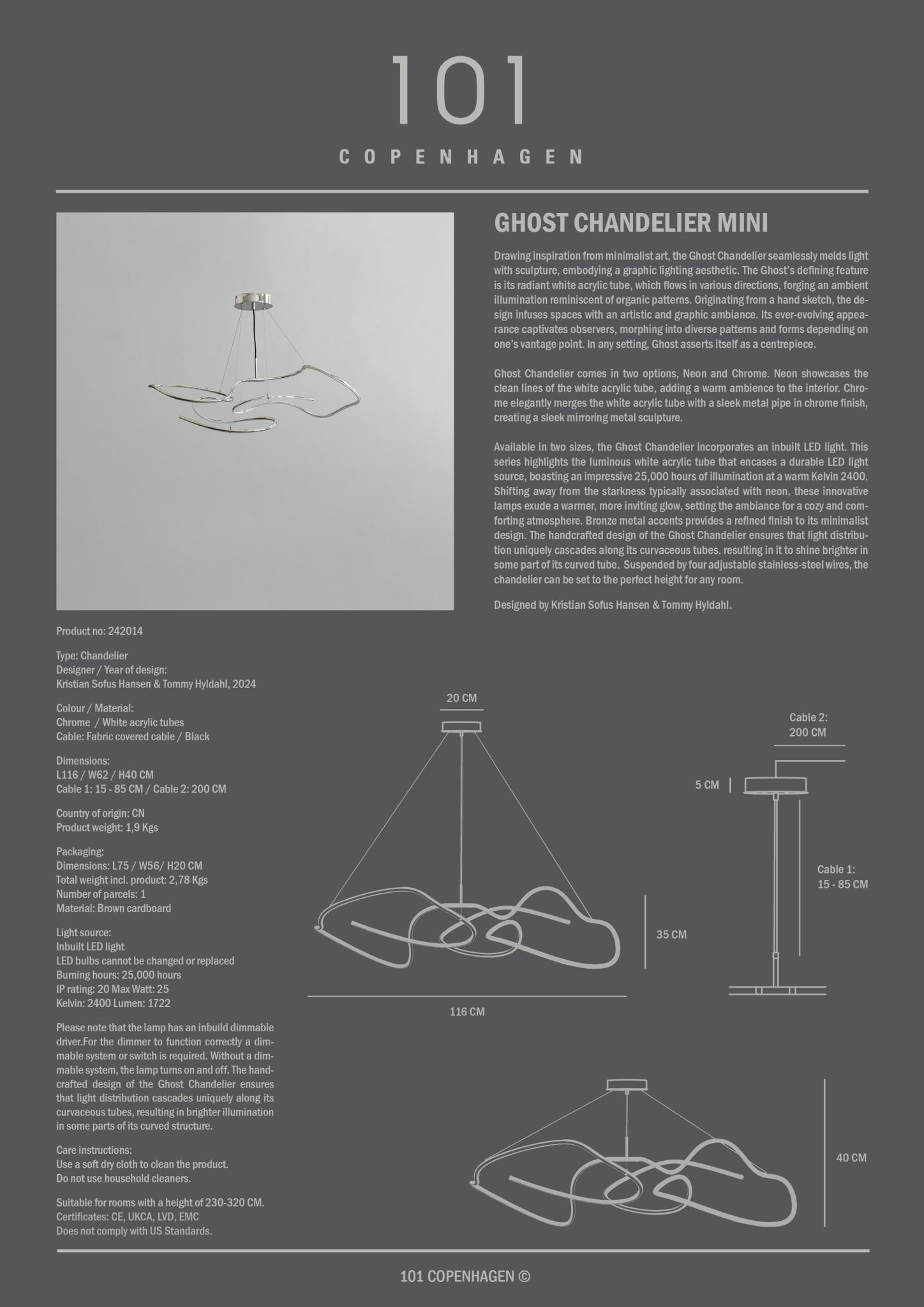 Ghost Chandelier, Mini - Chrome