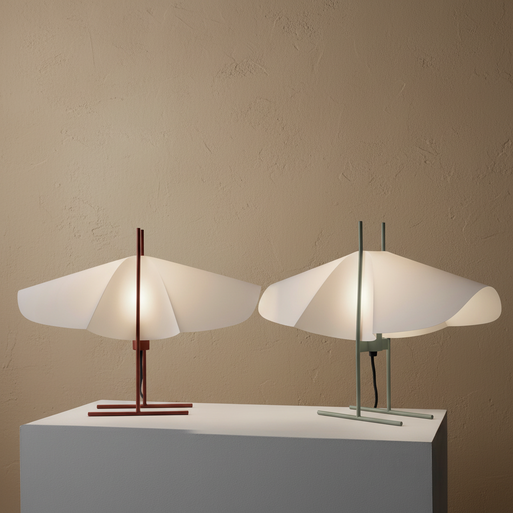 Cho Table Lights Matcha and Terracotta on beige limewash background