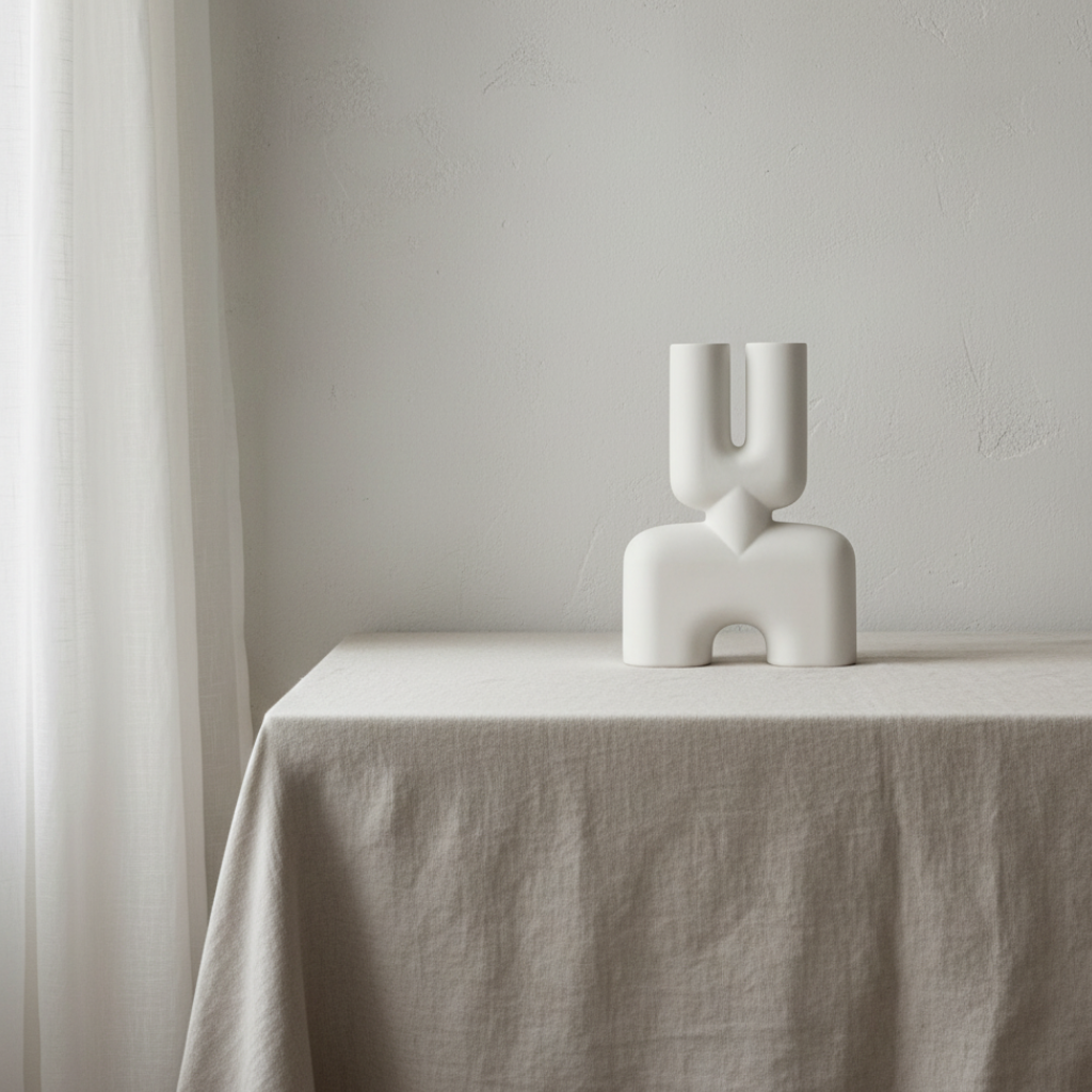 Cobra Double Medio vase on Belgian linen table