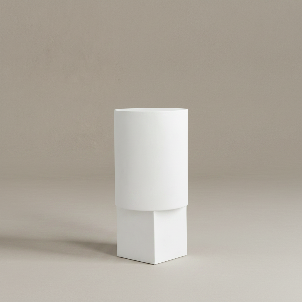 Column Stool Angle View on Beige-Grey Background