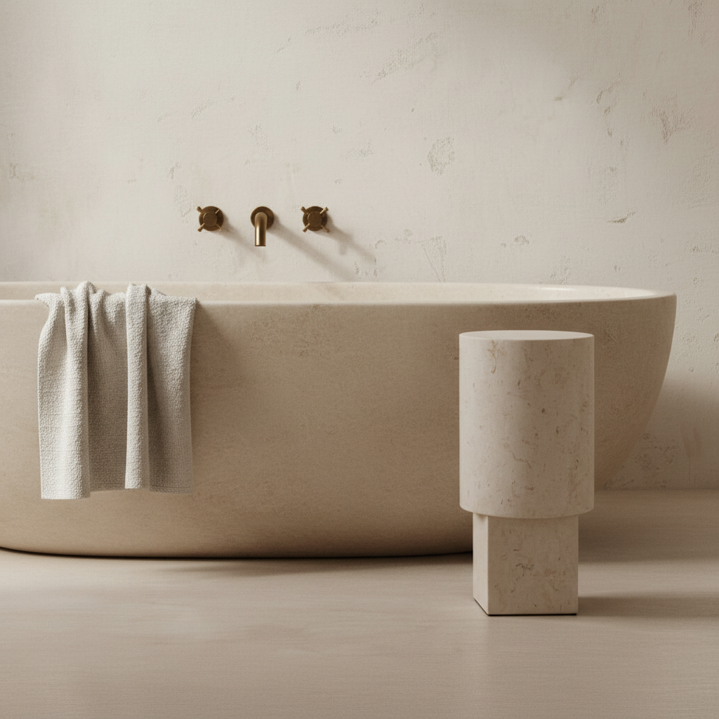 Column Table – Limestone Close-Up