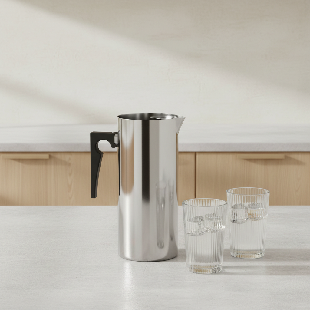 Cylinda Pitcher with Pilastro Tumblers — Limestone & Limewash