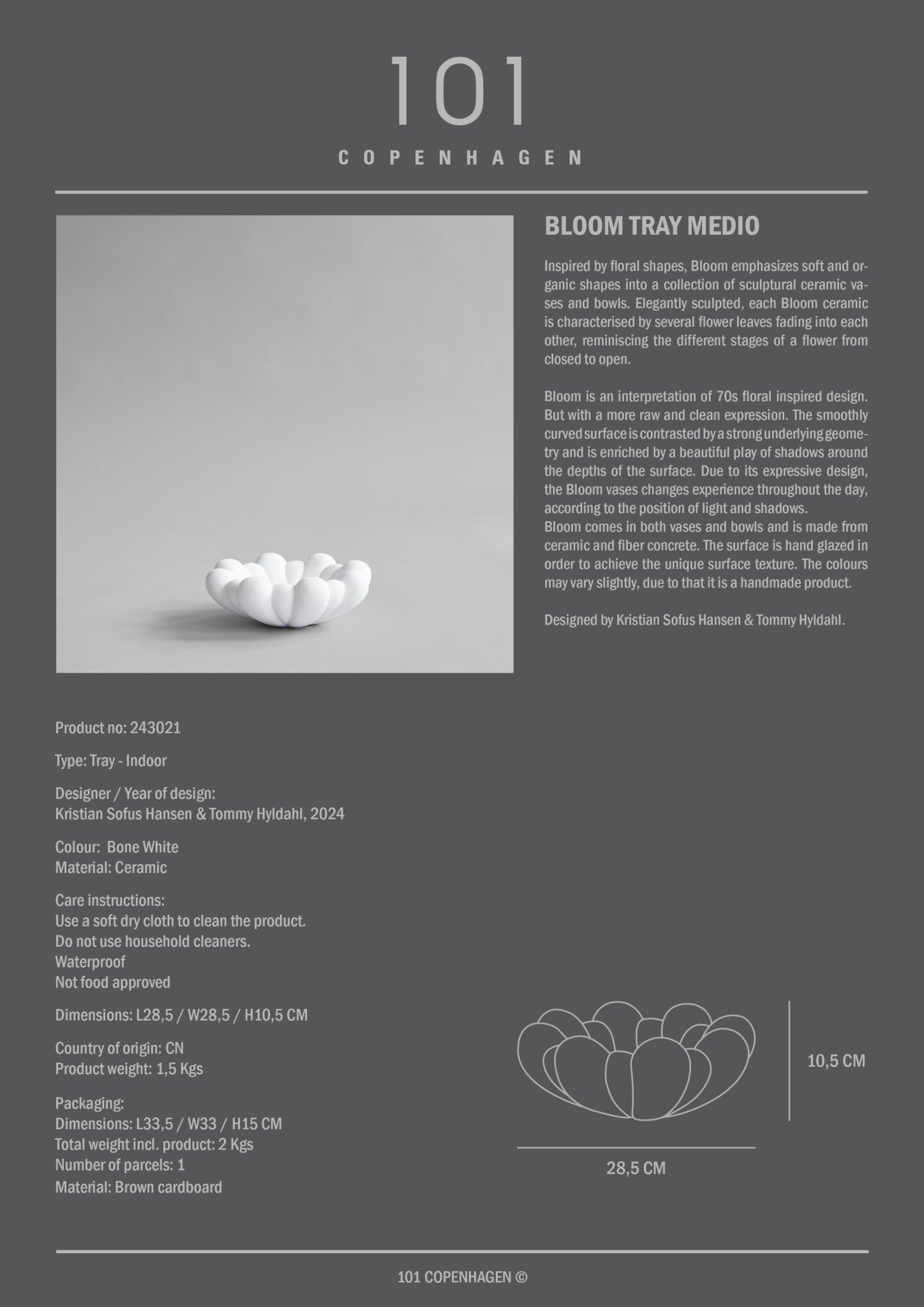 Bloom Tray, Medio - Bone White