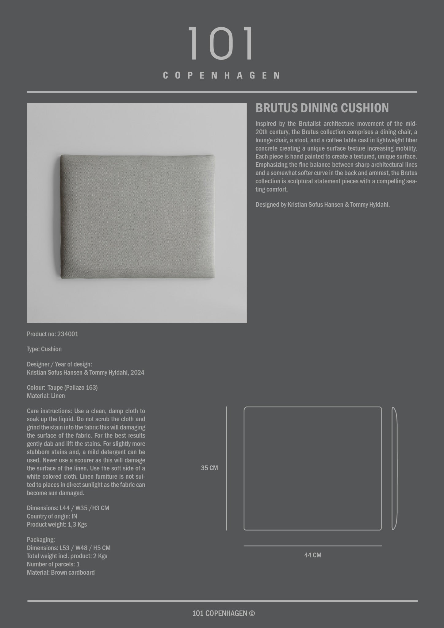 Brutus Dining Cushion - Taupe (Pallazo 163)