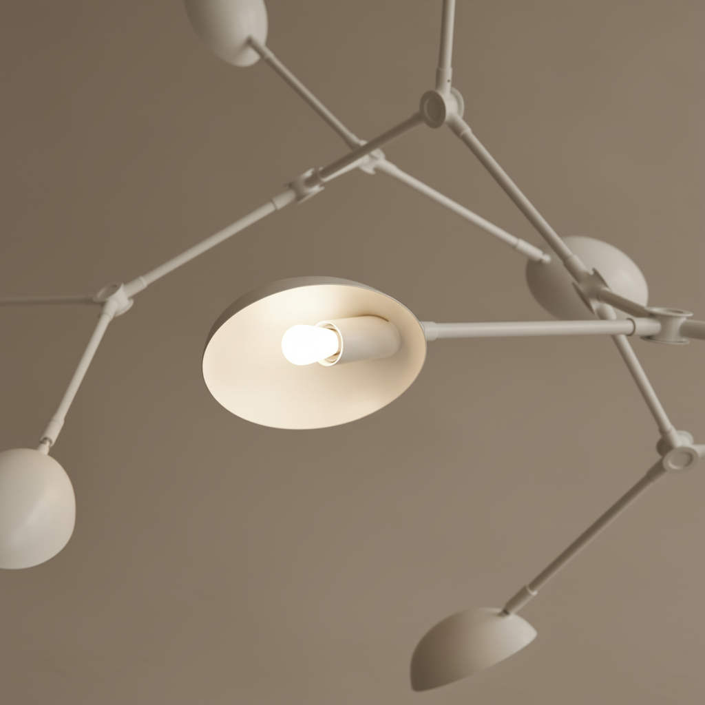 Drop Chandelier White detail illuminated