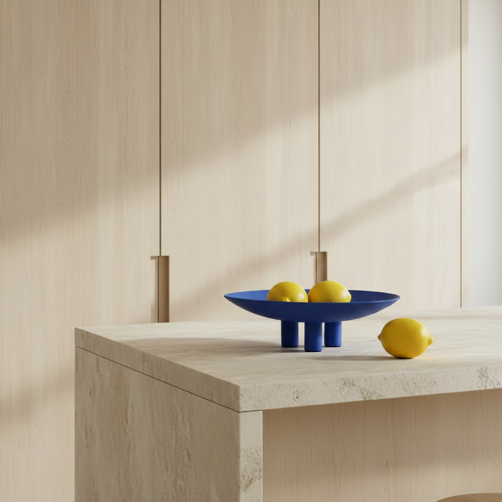 Duck Plate Big on Limestone Kitchen Island
