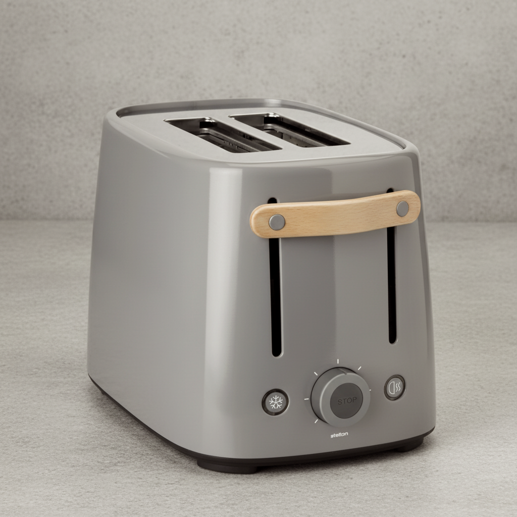 Emma Toaster - Grey with Wood Handle