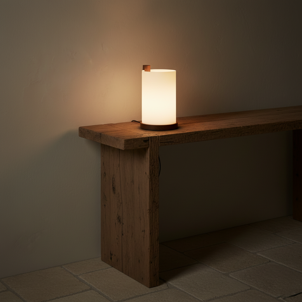 ENSO Table Light illuminated in moody setting