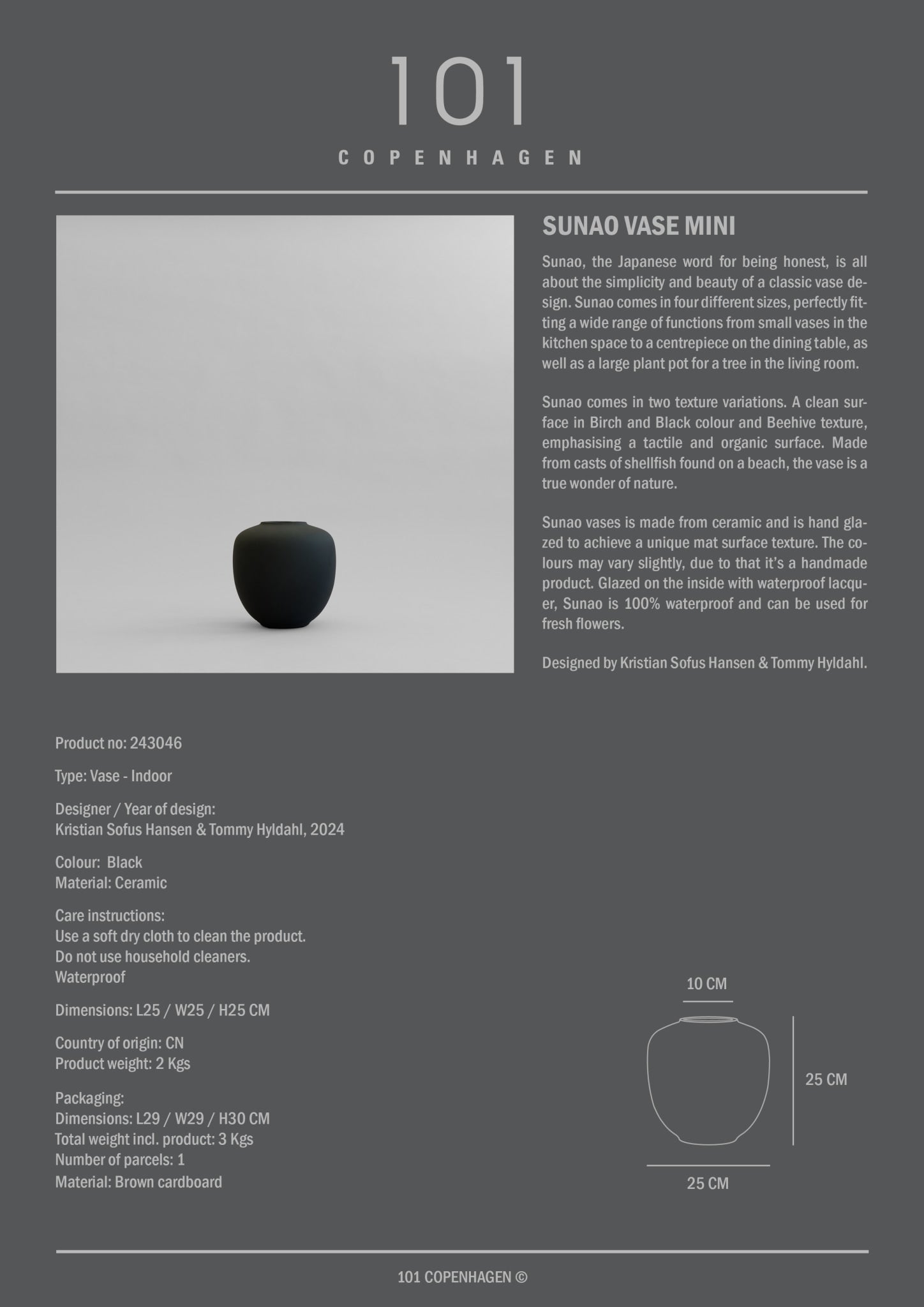 Sunao Vase, Mini - Black