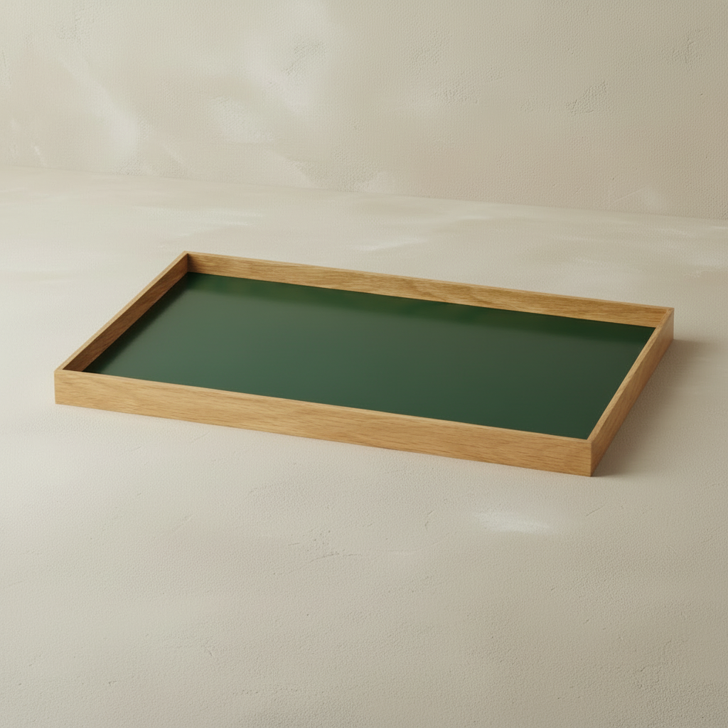 FRAME Tray Medium Oak/Dark Forest Green