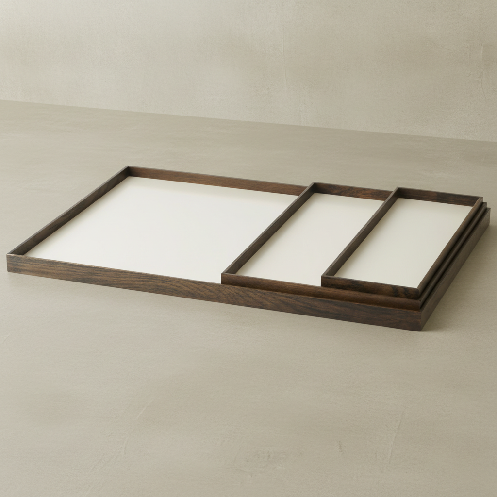 FRAME Tray Set of 3 Smoked Oak Beige — Brand Background