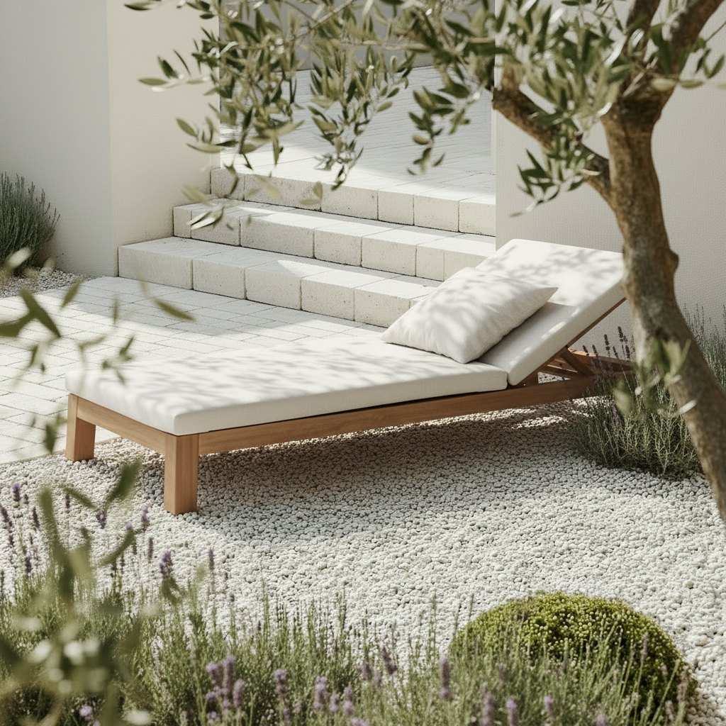 GIJS sunlounger in Nordic outdoor scene
