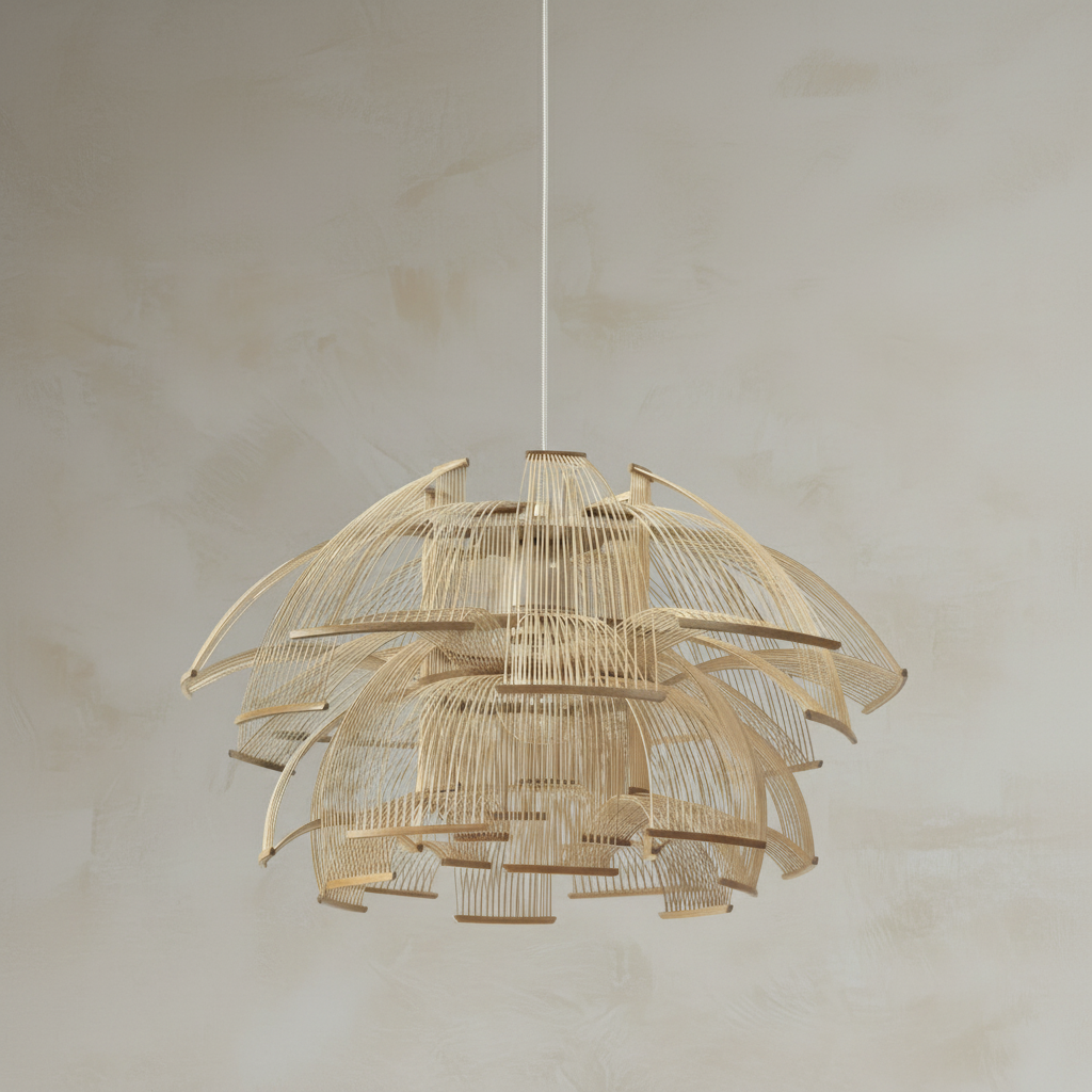 HOKORE pendant with straight cord on limewash backdrop