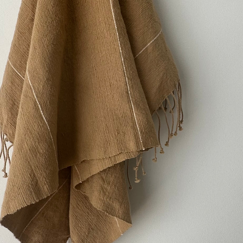 Myrsky Towel, Brown with Beige Stripe - Hand Woven