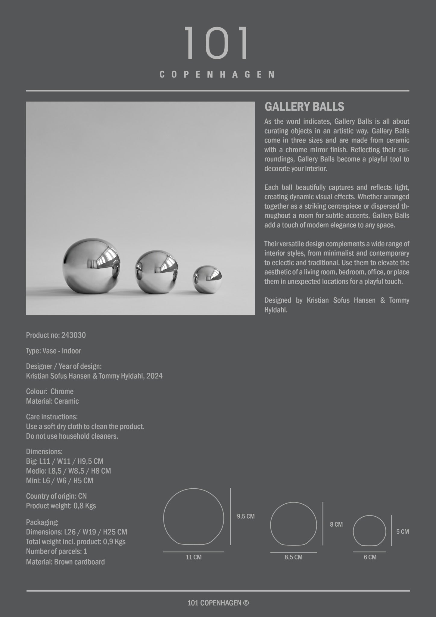 Gallery Balls, Set of 3 - Chrome