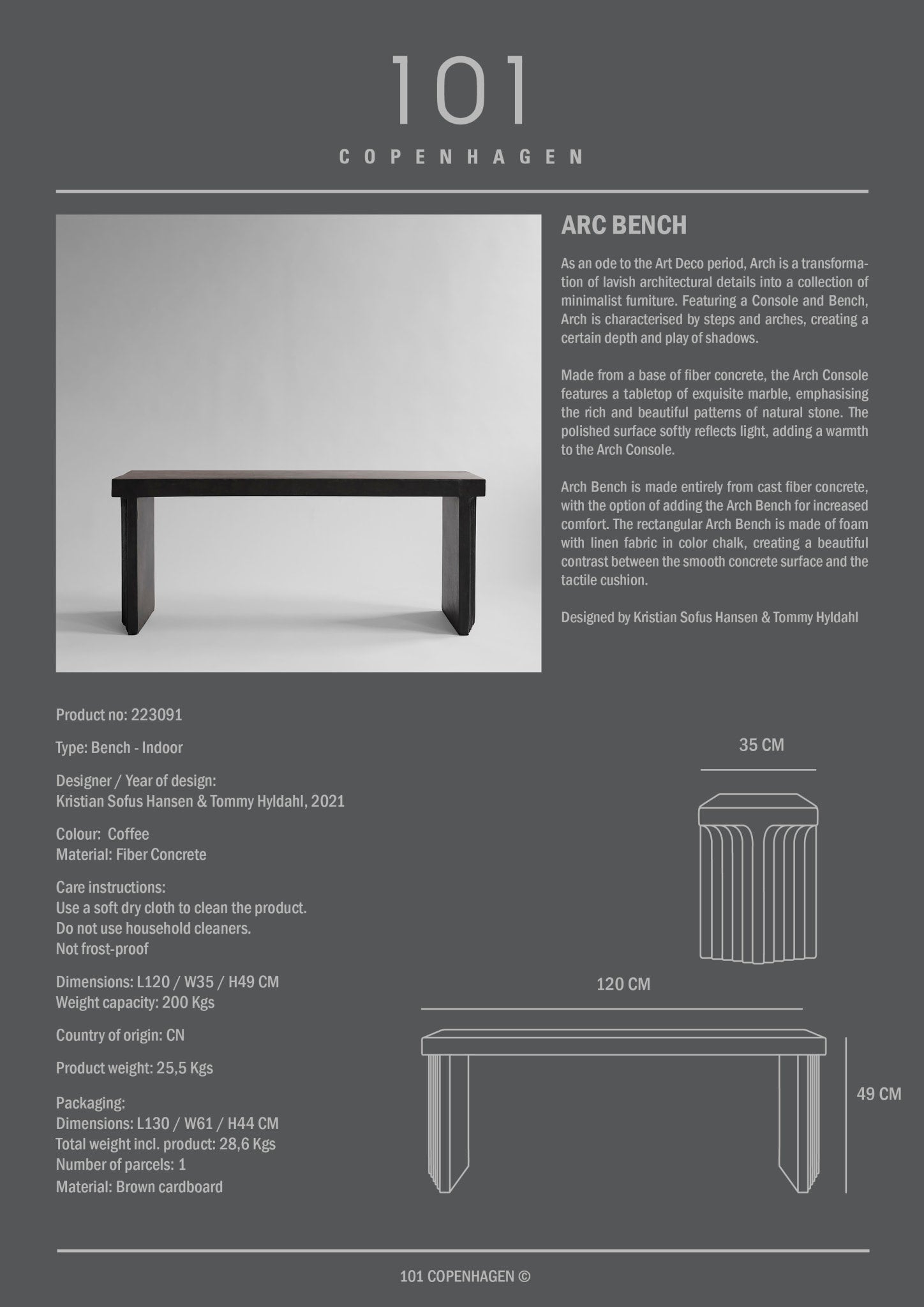 Arc Bench - Coffee*