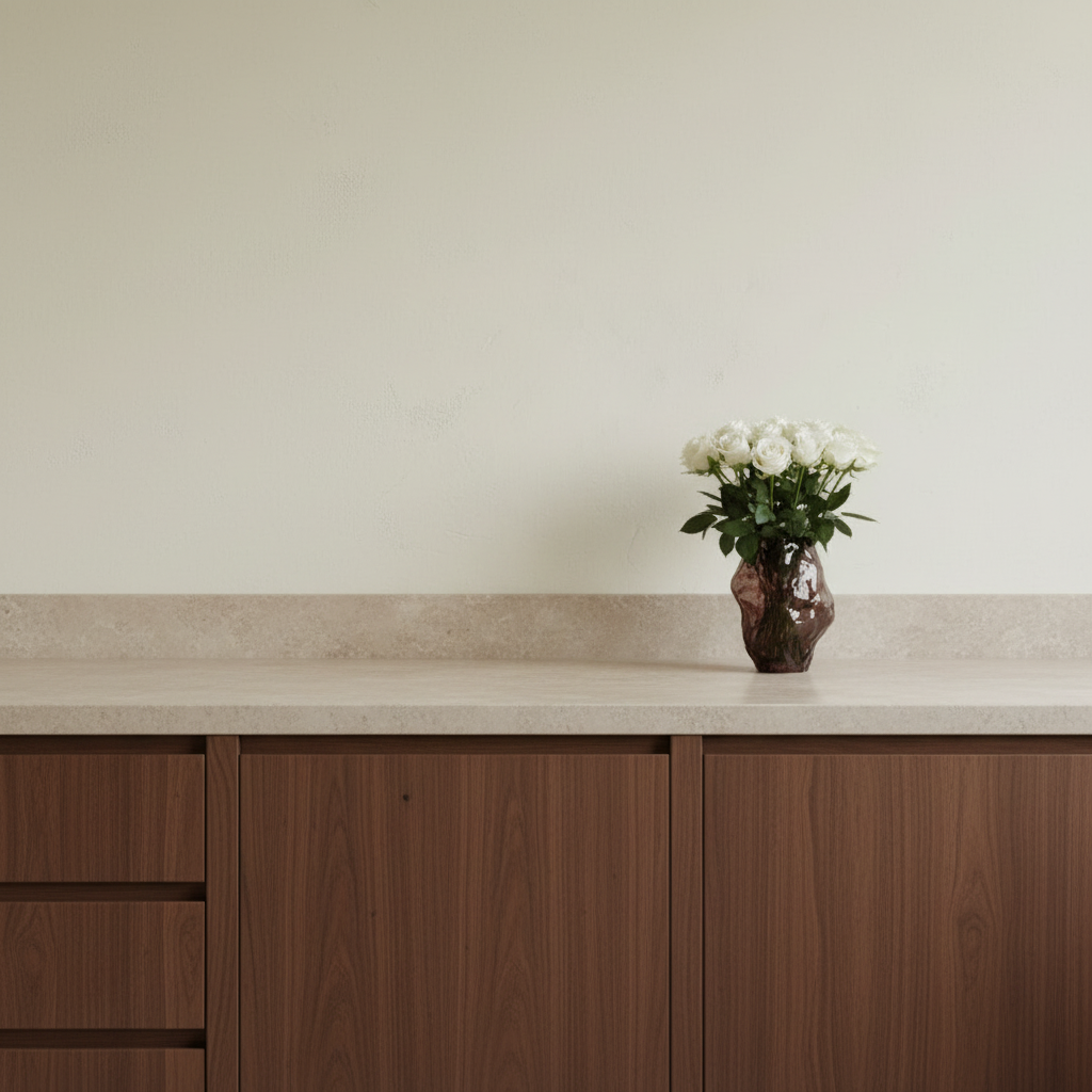 Katachi Mini Vase with white roses in Nordic kitchen