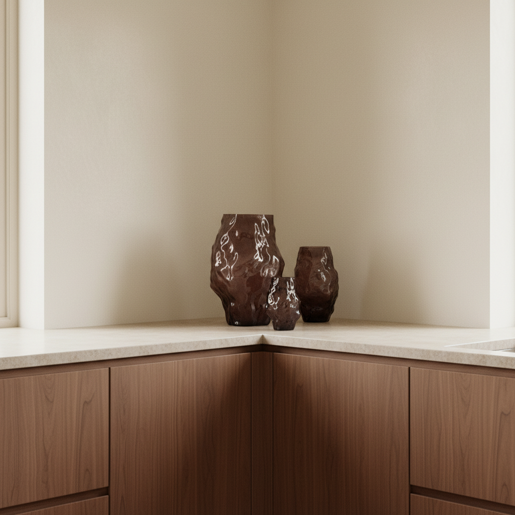 Katachi Vase collection in minimalist Nordic kitchen corner