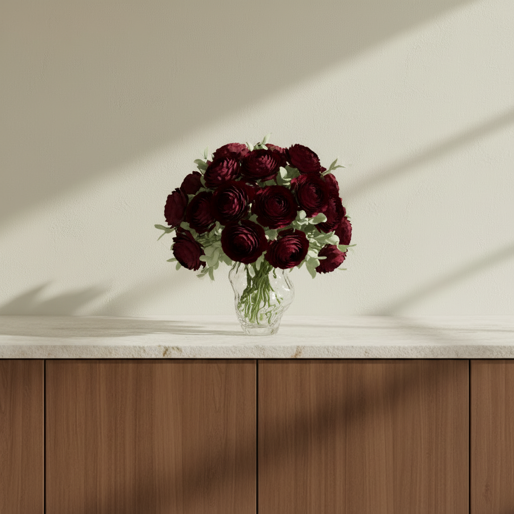 Katachi Vase Mini with Maroon Bouquet