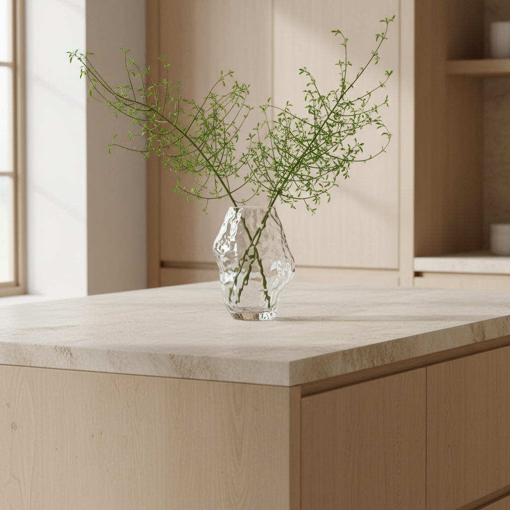 Katachi Vase with green branch arrangement