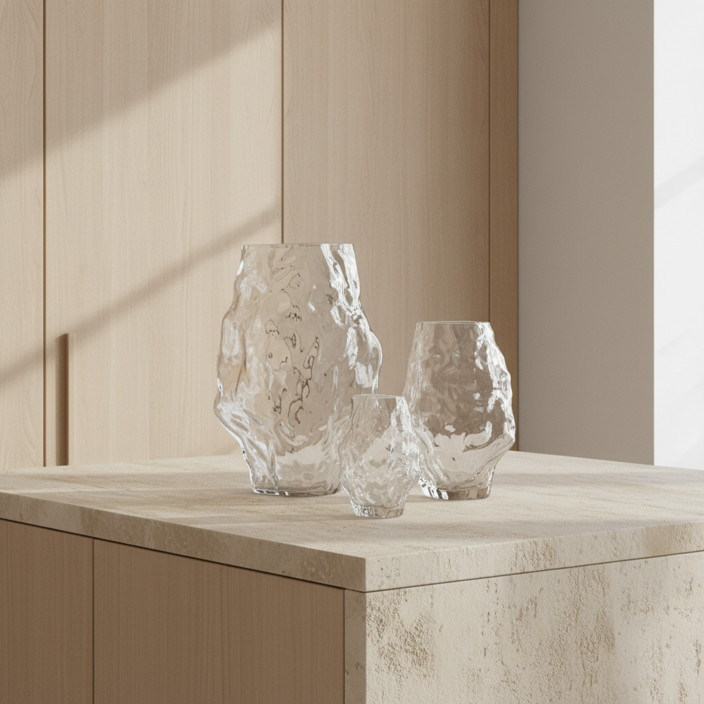 Kitchen counter with Katachi vases