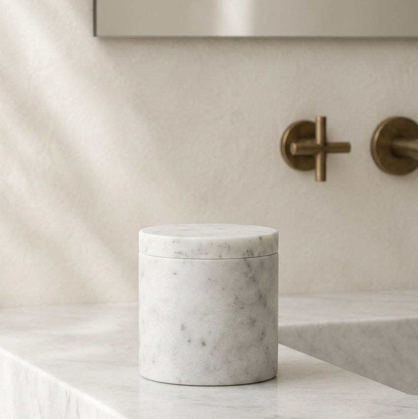 Marblelous canister small, white