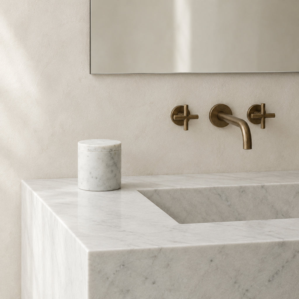 marblelous canister small, white