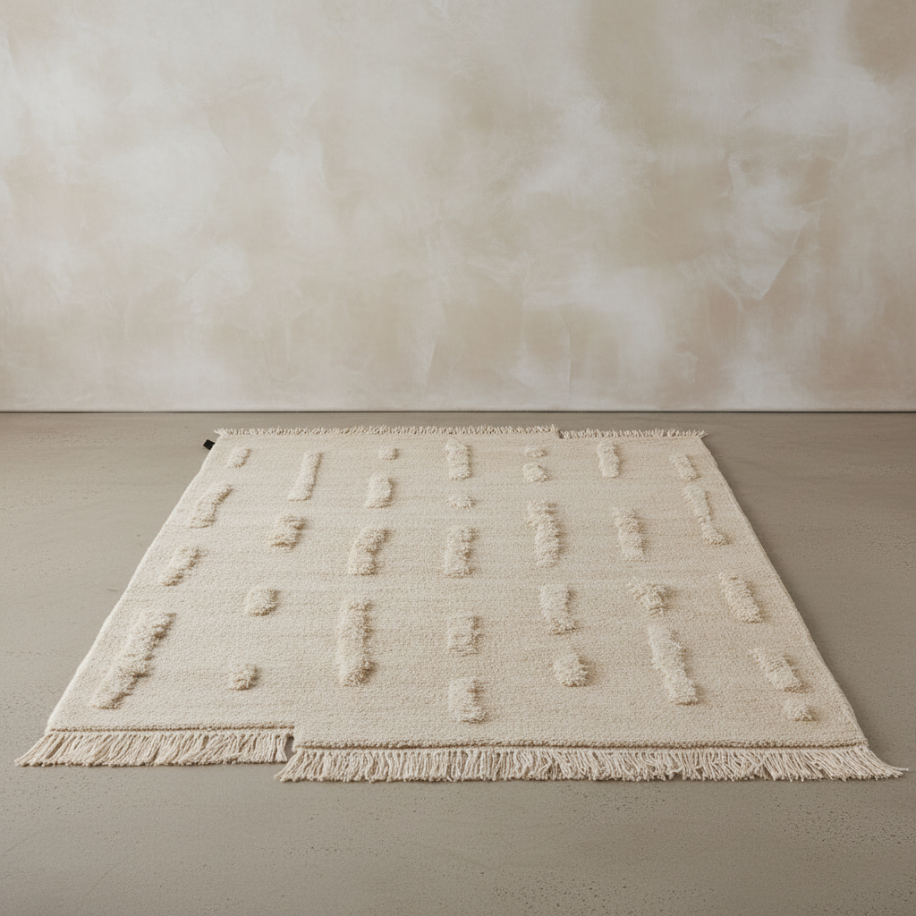 Laine White Knotted Rug – Front View
