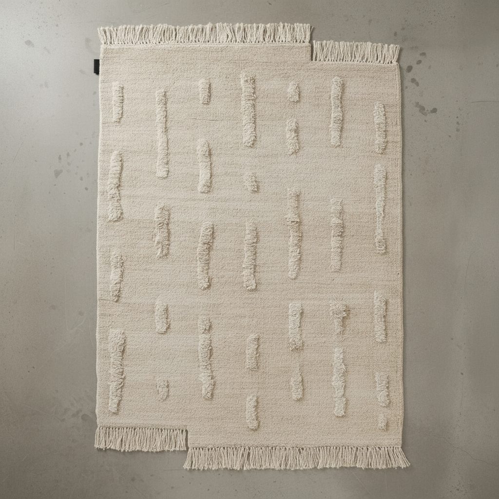 Laine White Knotted Rug – Overhead Flat Lay Cool