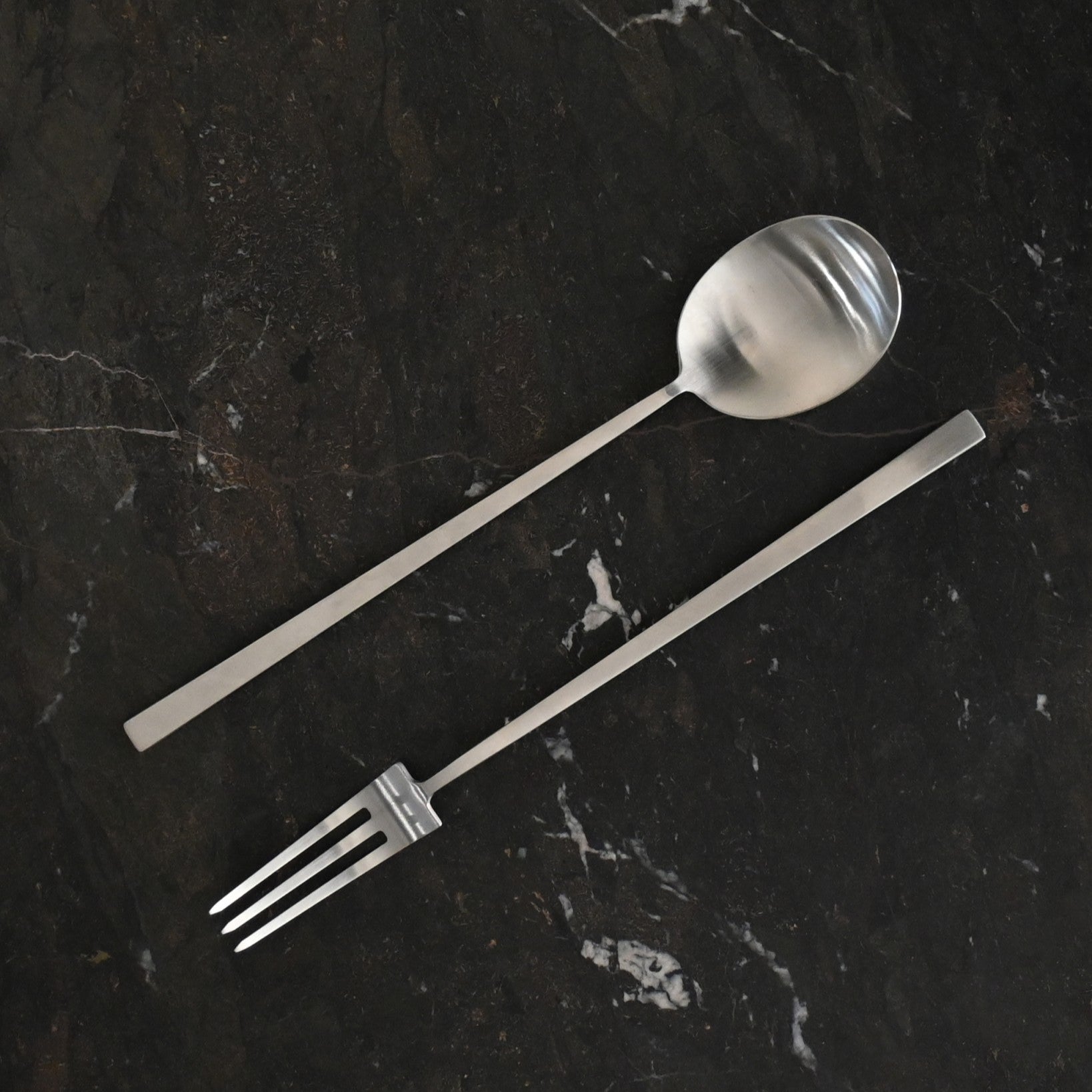 Kogei Salad Servers - Brushed Steel