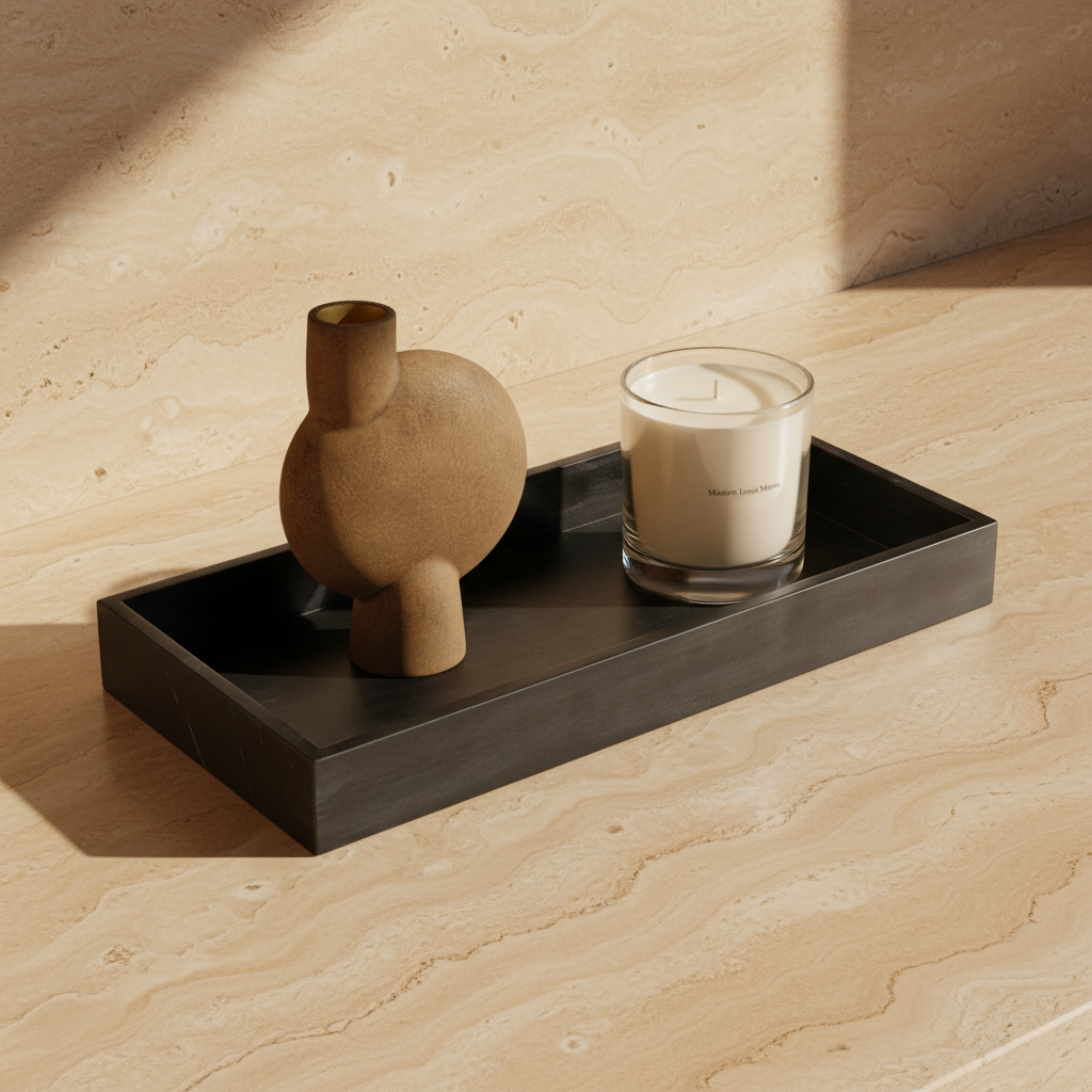 Marblelous Tray with Candle and Sphere Vase