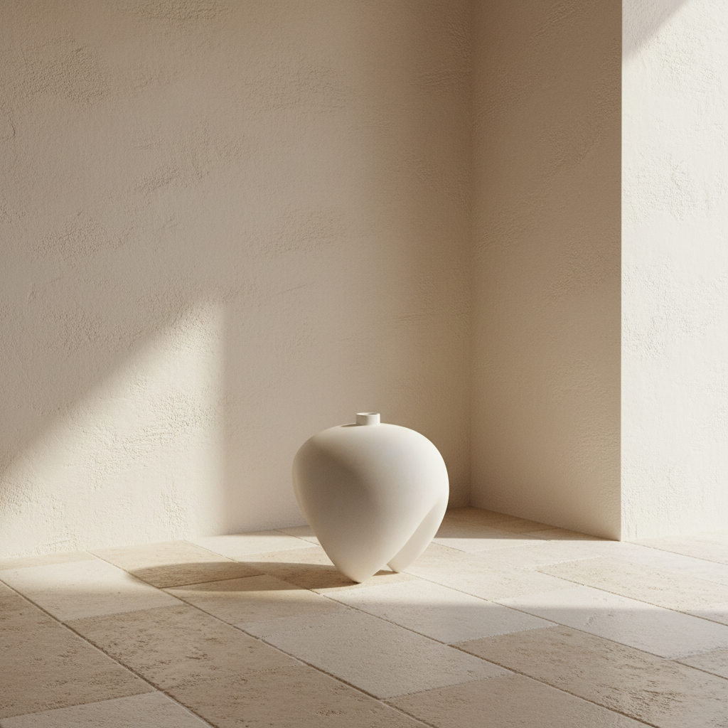 Mediterranean entryway with Sumo Vase Big - Bone White