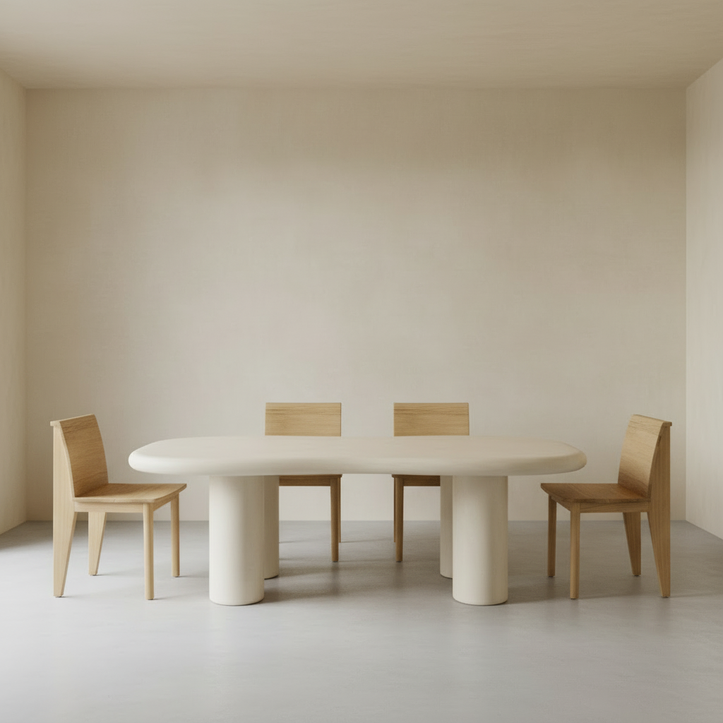 Minimalist Dining Room with Brutus Slim Natural Oak Chairs