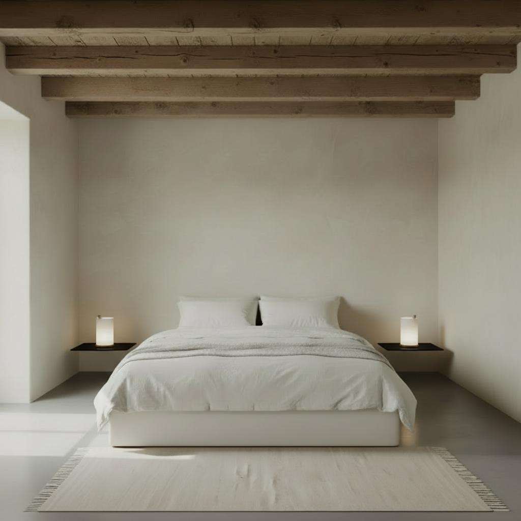 Minimalist Nordic bedroom with Nivo Shelves
