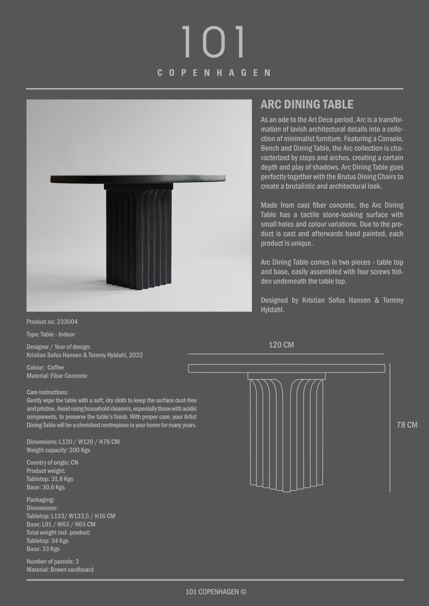 Arc Dining Table - Coffee