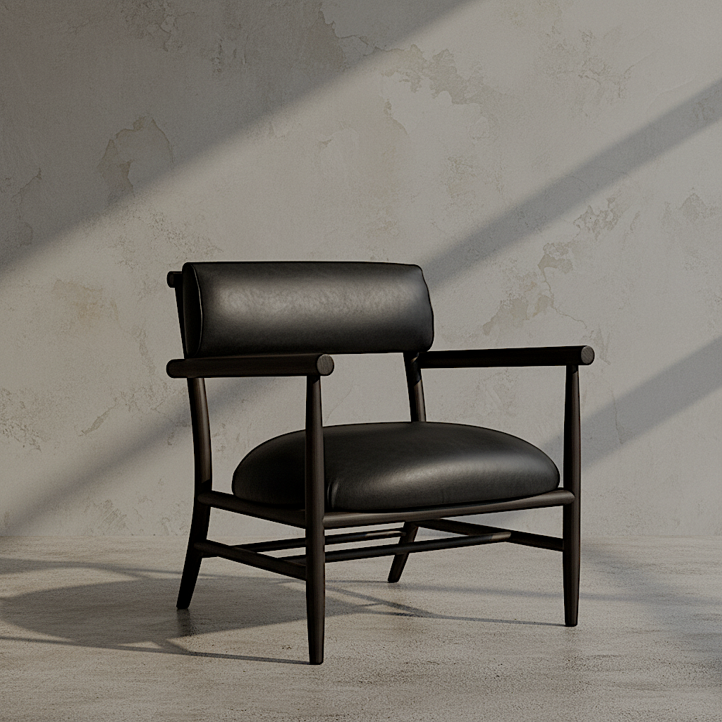 Nama Lounge Chair - Aniline leather black