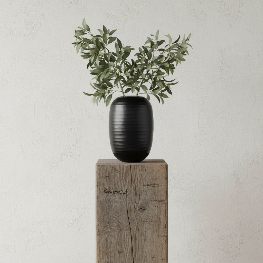 Narrow beam podium with vase and branches