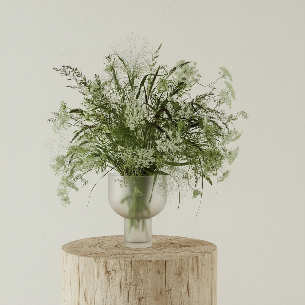 Nebl Vase Large Frosted – Pedestal & Limewash Wall 1:1