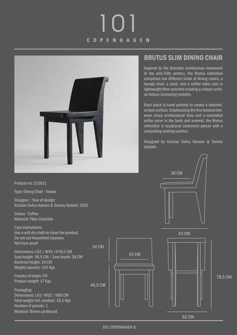 Brutus Slim Dining Chair - Coffee*