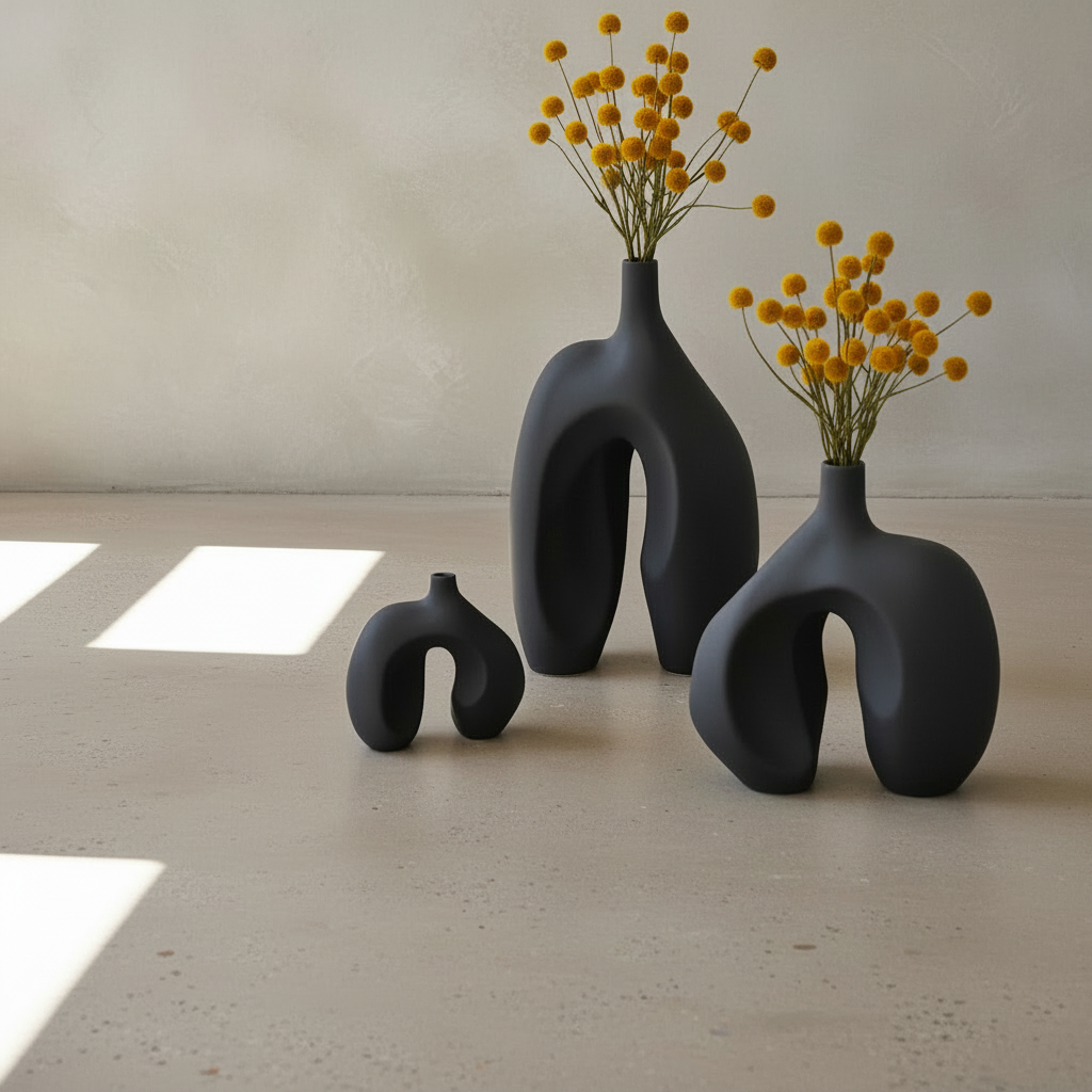 Ni Vases with Yellow Ochre Flowers