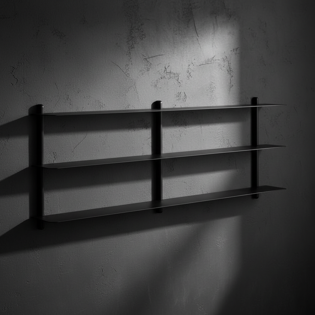 Nivo Shelf angled view on dark grey limewash