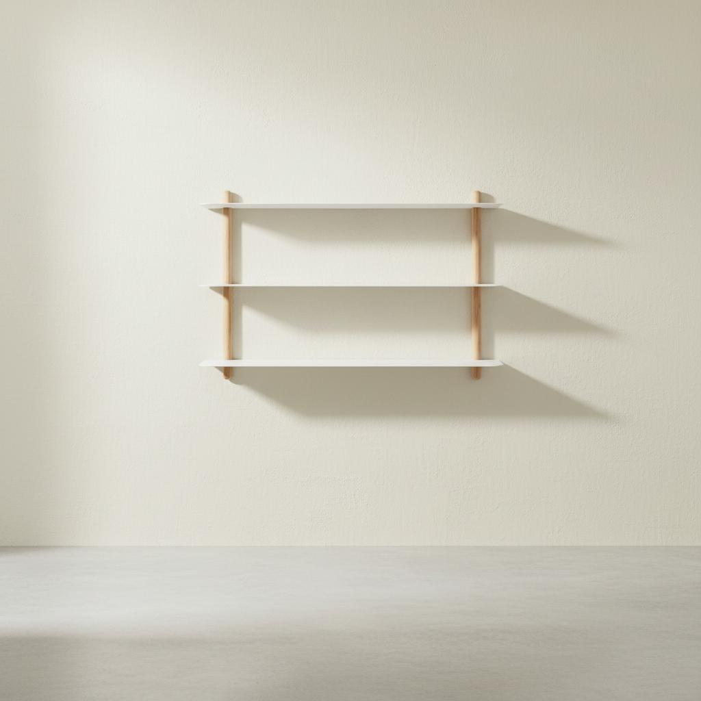 Nivo Shelf Small A in ivory limewash hallway