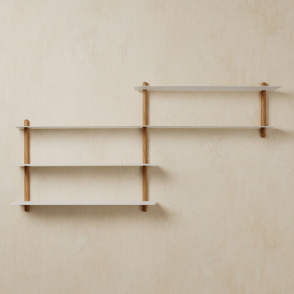 NIVO shelf small B oak/white on warm beige limewash background