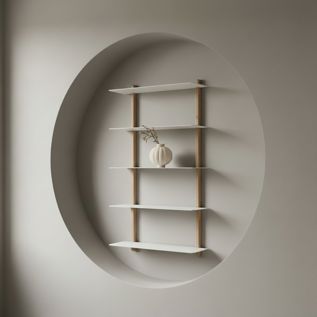 NIVO shelf with Balloon Vase in arched niche