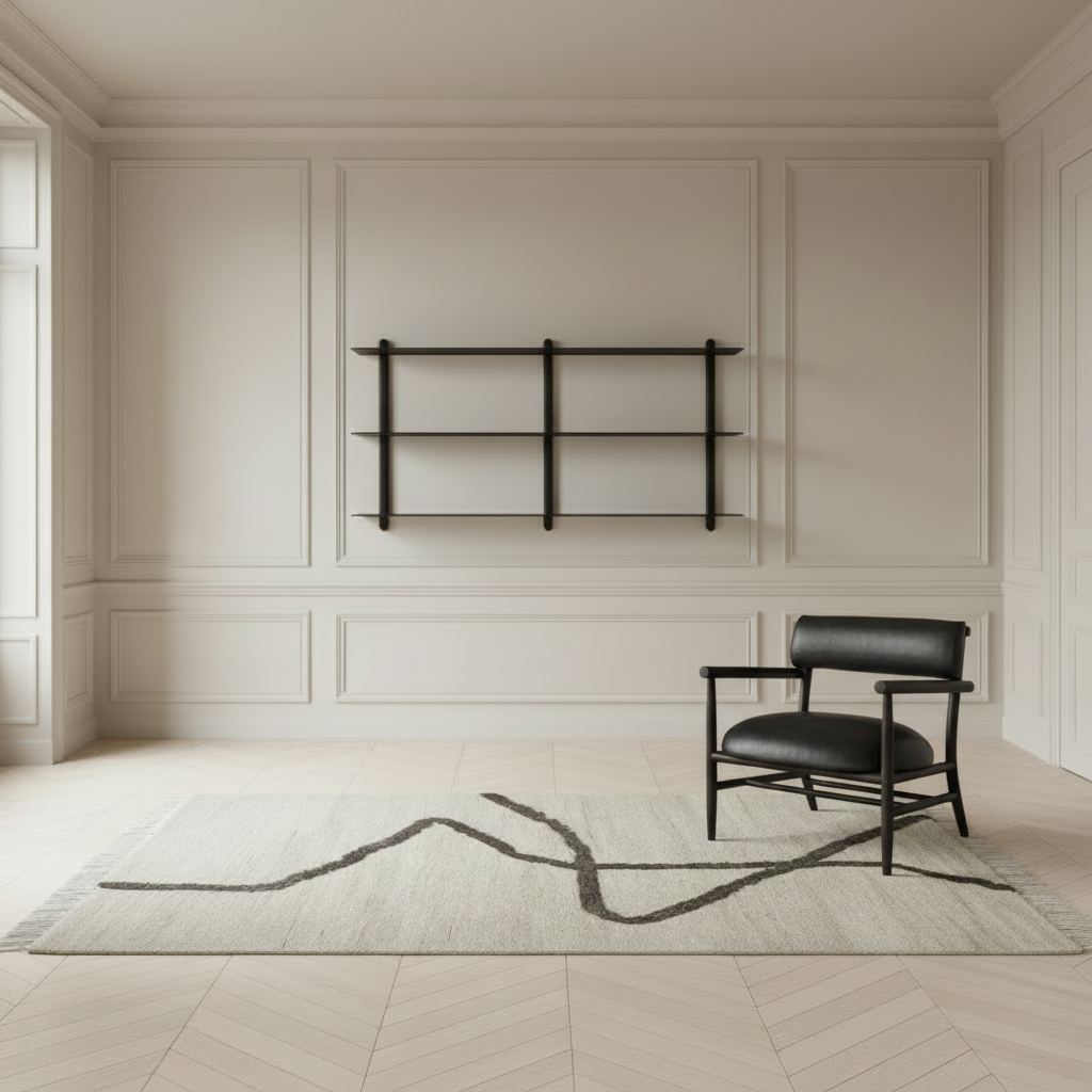 Nivo Shelf with Rug and Single Nama Chair