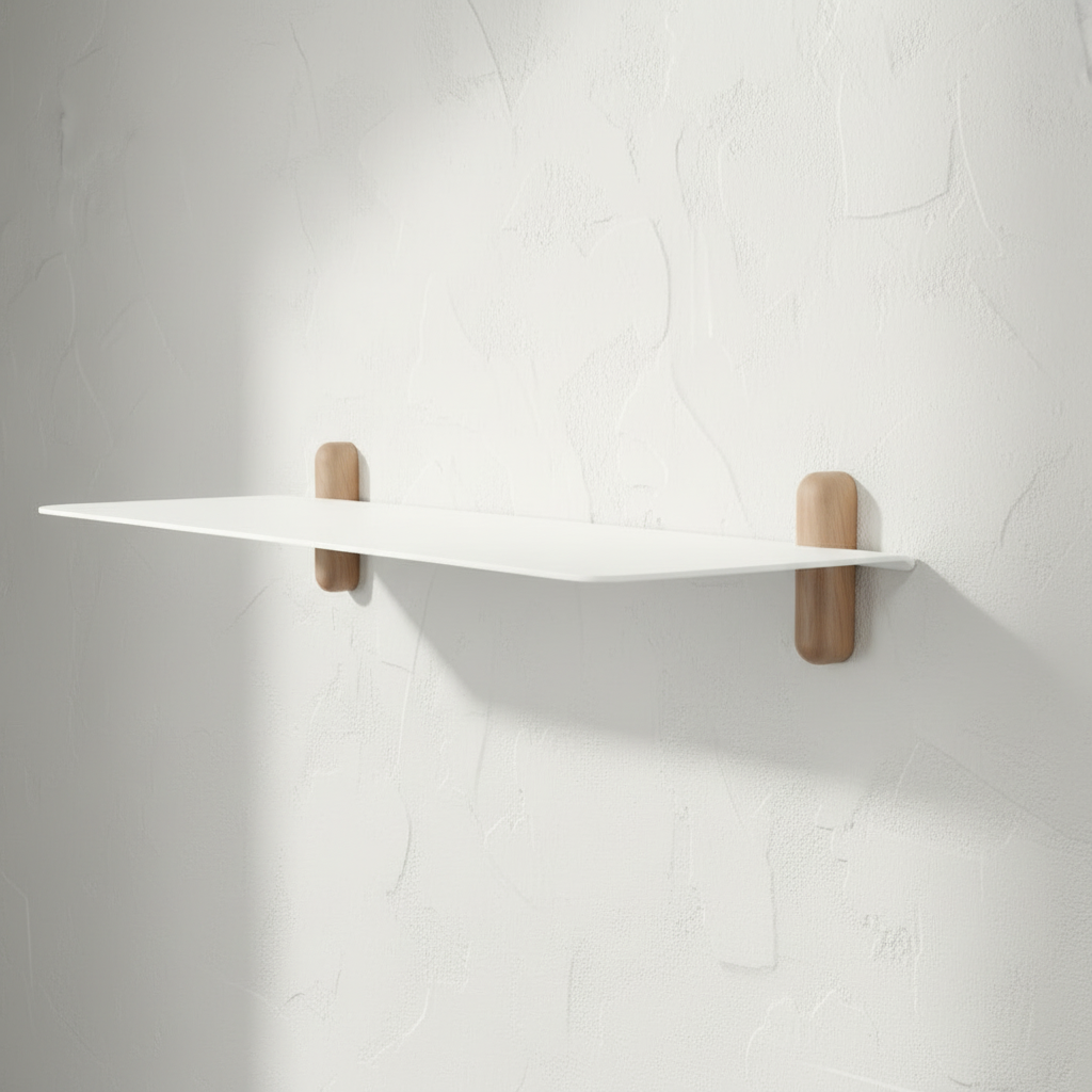 Nivo shelf with smooth wall and warm lighting