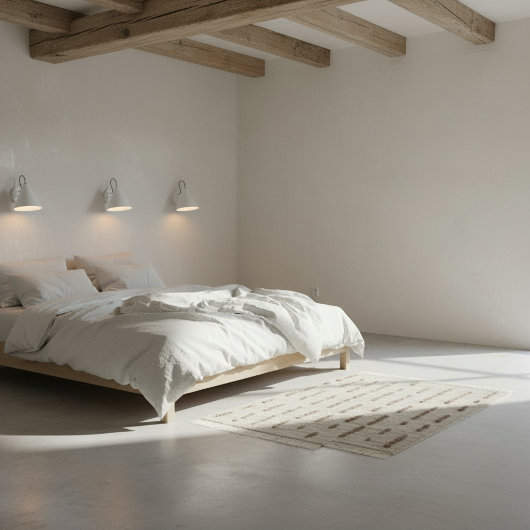 Nordic bedroom with Emily Wall Lights