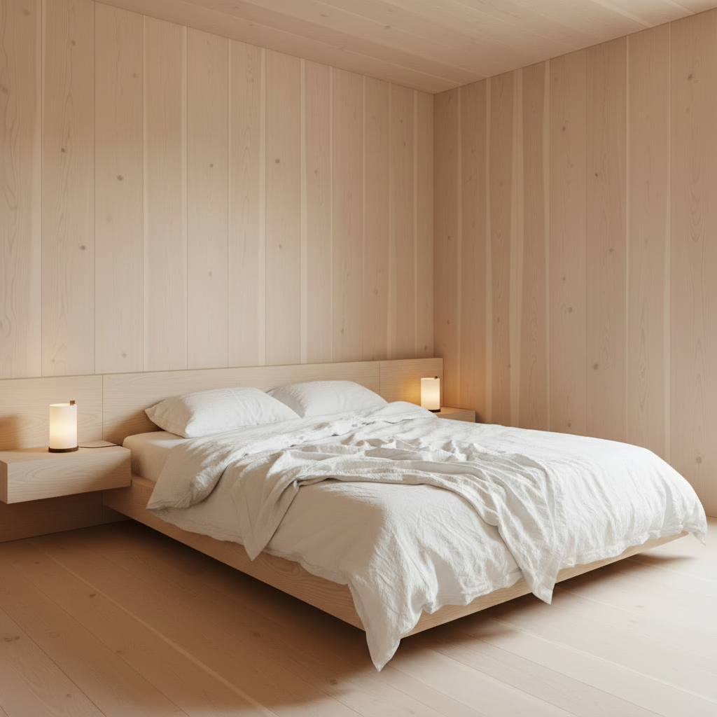 Nordic bedroom with ENSO table lamps