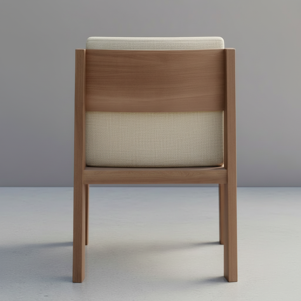 Nordic dining chair with linen back cushion