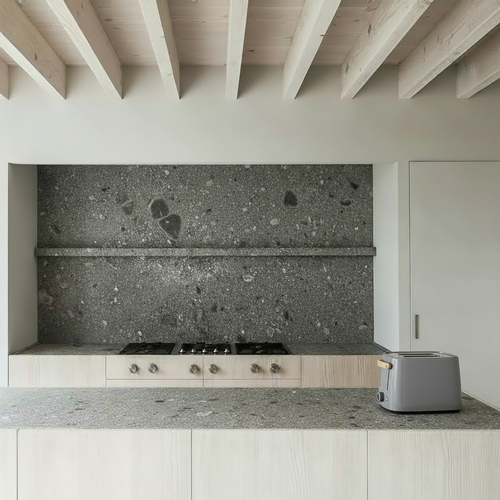 Nordic kitchen with Emma Toaster on left